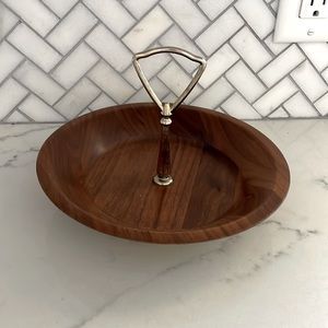 Walnut and brass appetizer tray